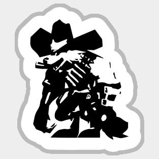 Werewolf (wild west outlaw) minimal silhouette white Sticker